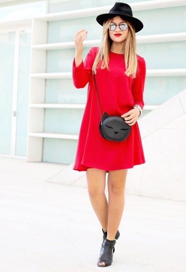 red dress outfit casual